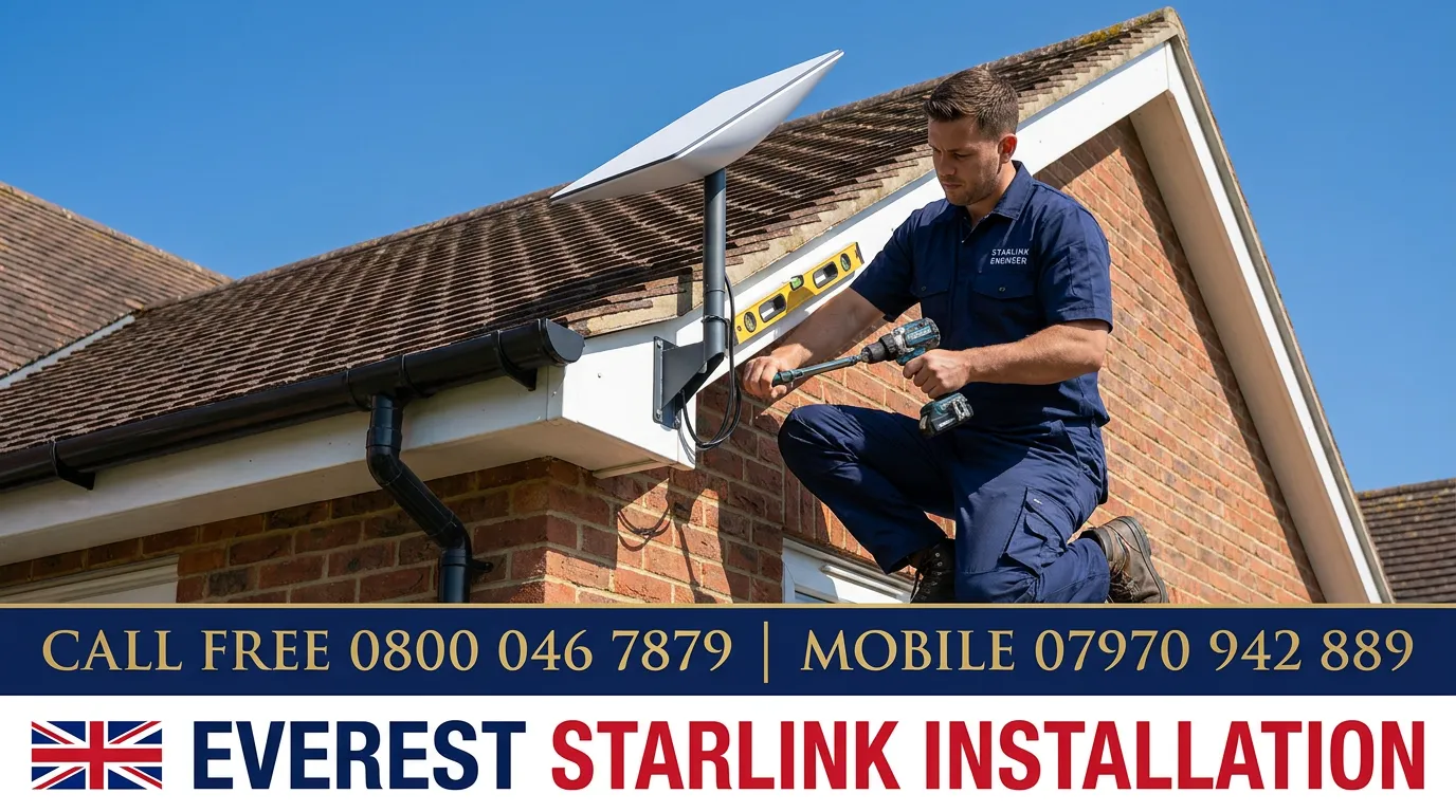 Professional Starlink satellite dish mounting and setup service.