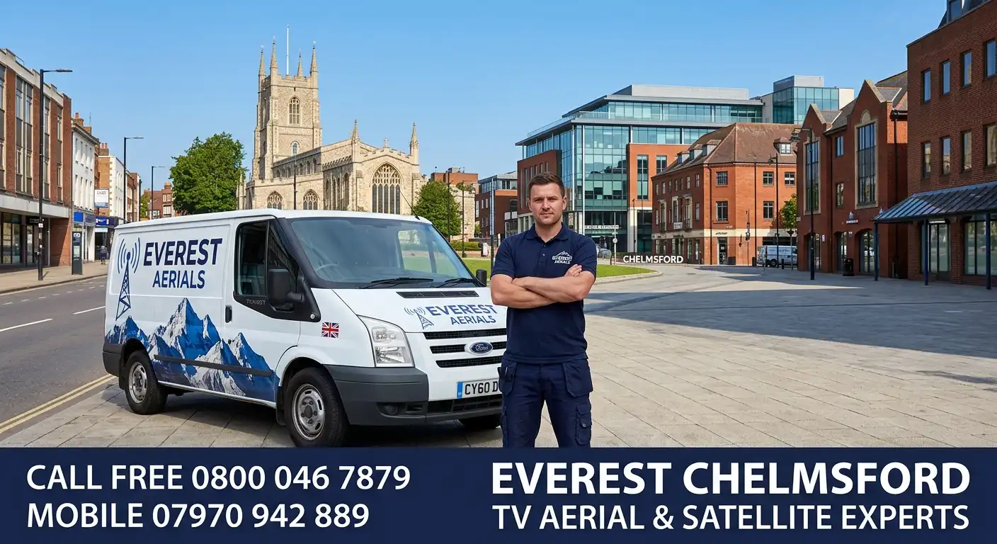 Everest Aerials van and engineer in Chelmsford - TV aerial and satellite experts