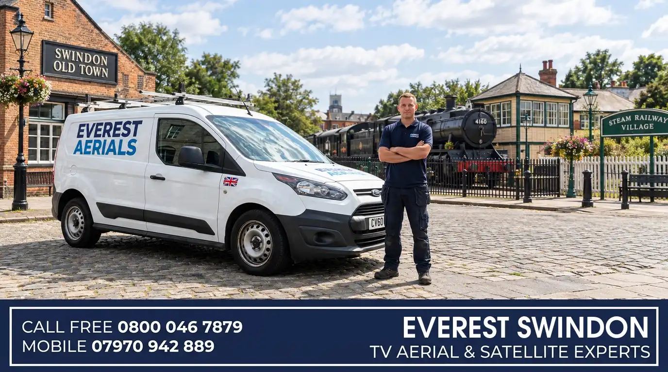 Everest Aerials van and engineer in Swindon - TV aerial and satellite experts