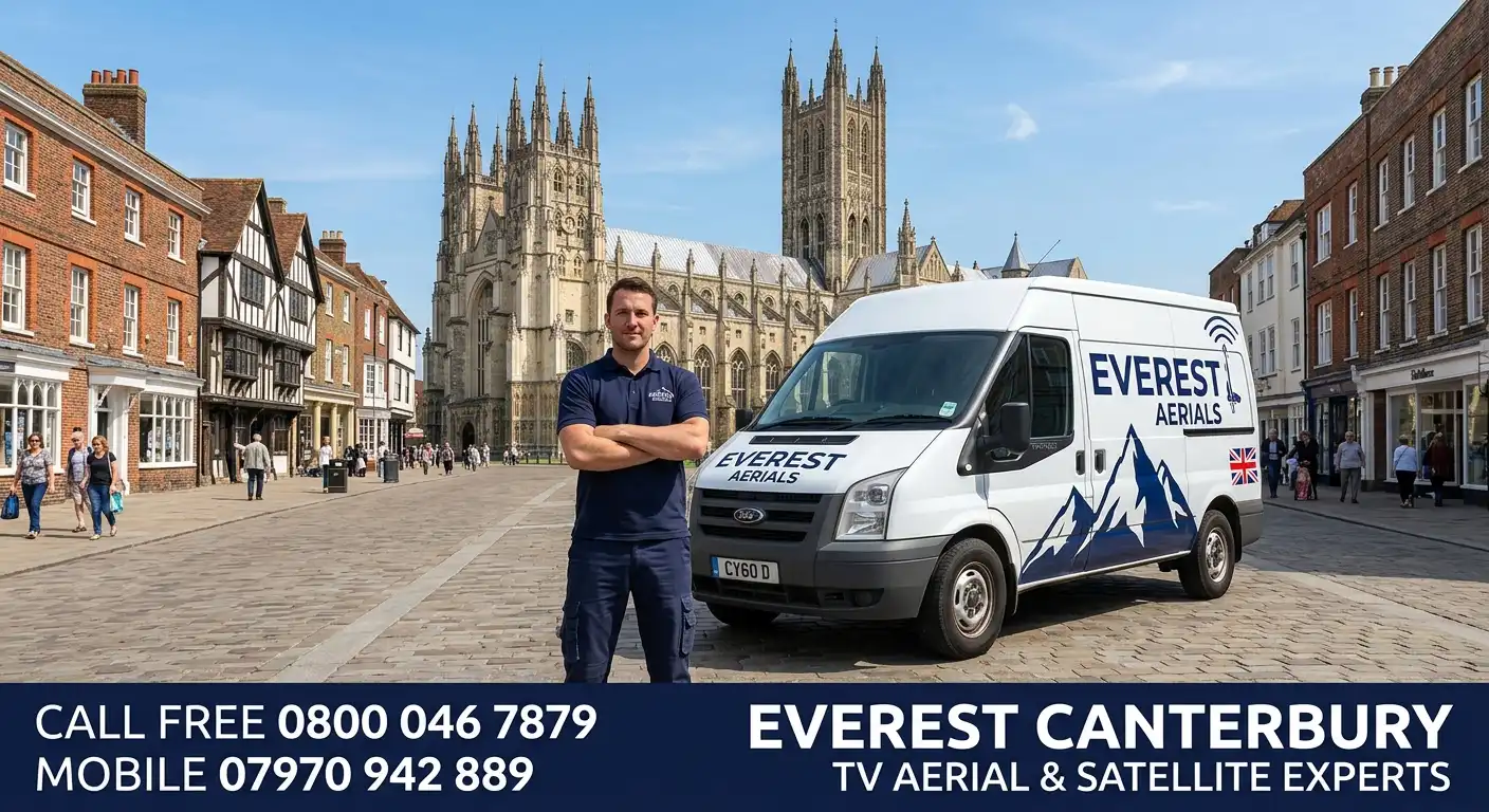 Everest Aerials van and engineer in Canterbury - TV aerial and satellite experts