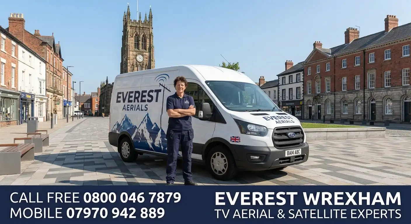 Everest Aerials van and engineer in Wrexham - TV aerial and satellite experts