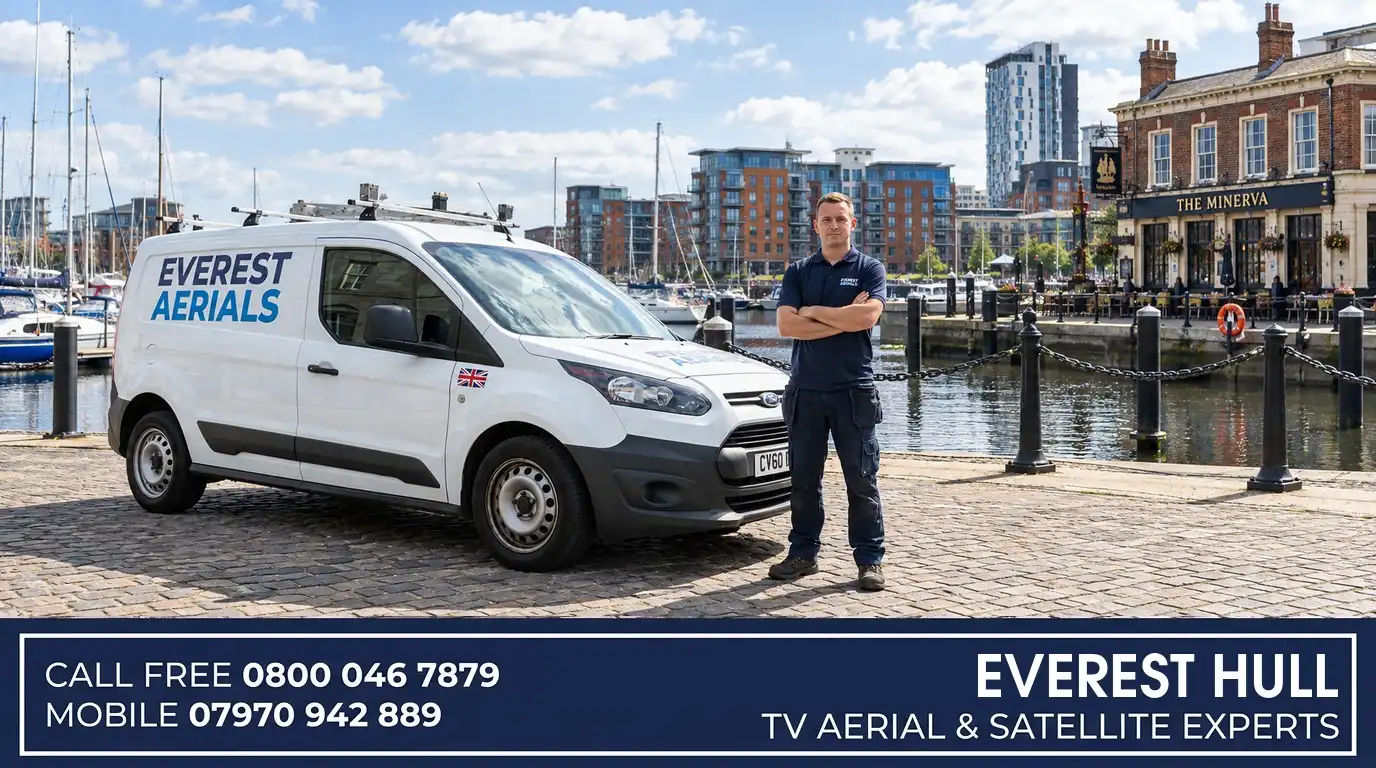 Everest Aerials van and engineer in Hull - TV aerial and satellite experts