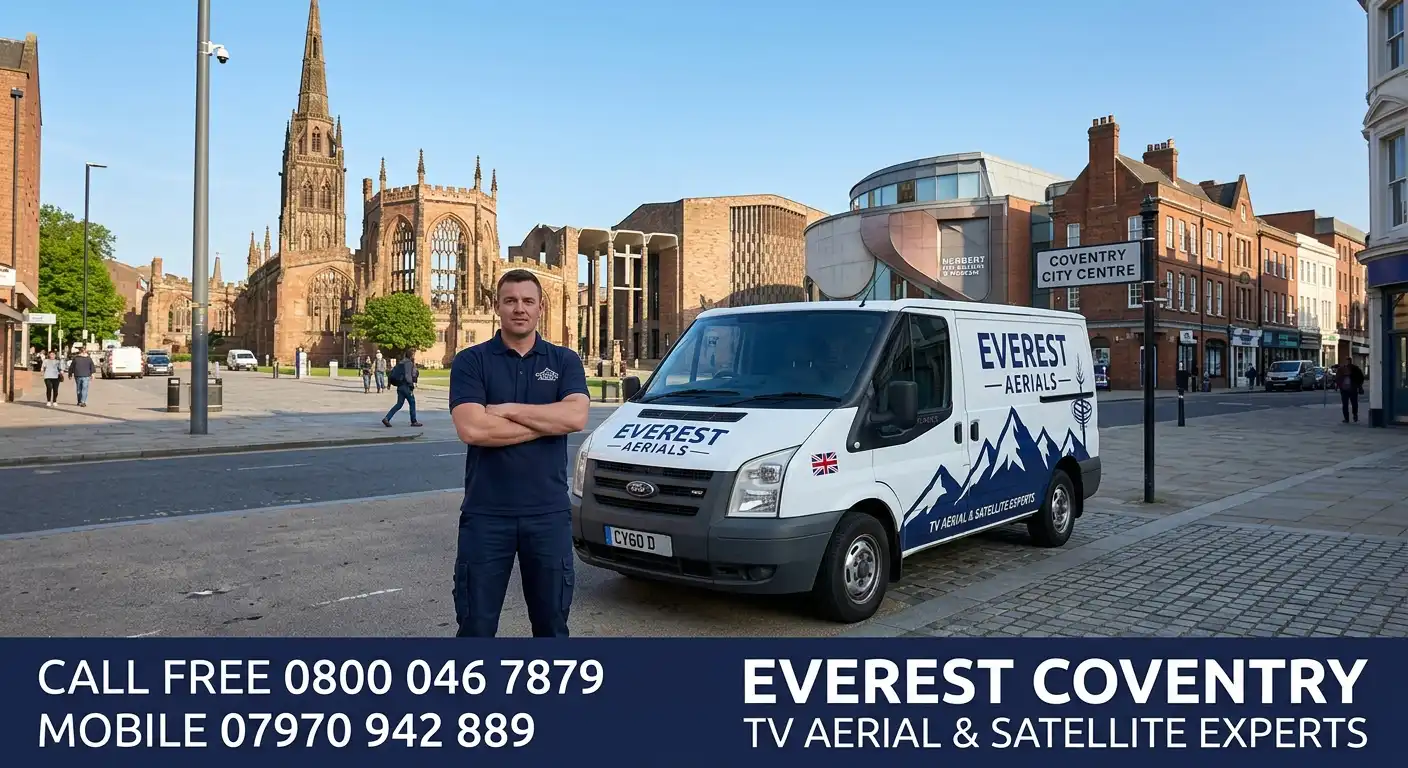 Everest Aerials van and engineer in Coventry - TV aerial and satellite experts