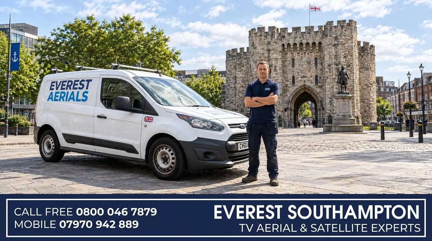 Everest Aerials van and engineer in Southampton - TV aerial and satellite experts