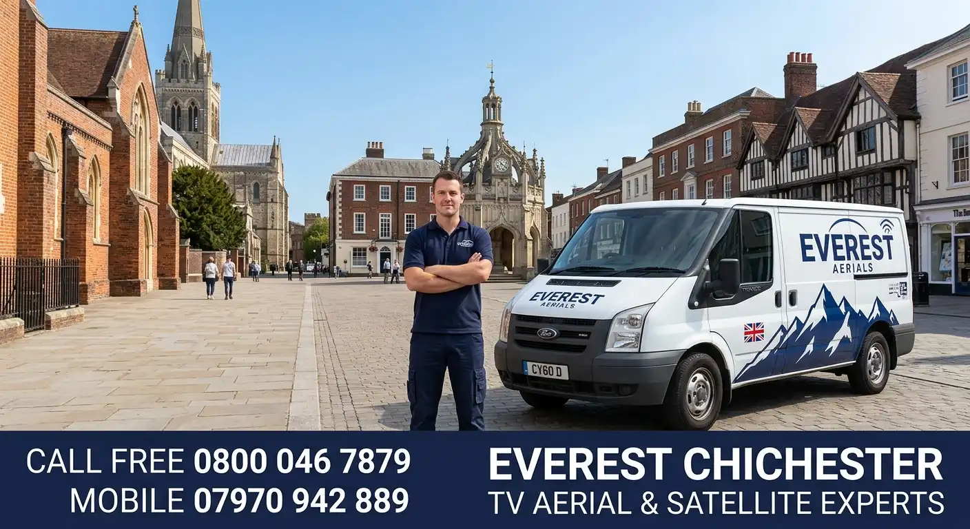 Everest Aerials van and engineer in Chichester - TV aerial and satellite experts