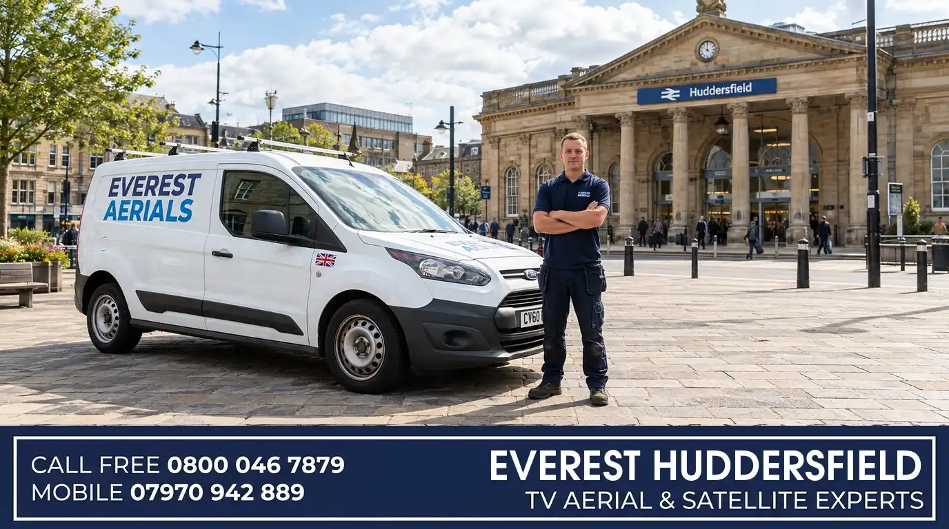 Everest Aerials van and engineer in Huddersfield - TV aerial and satellite experts
