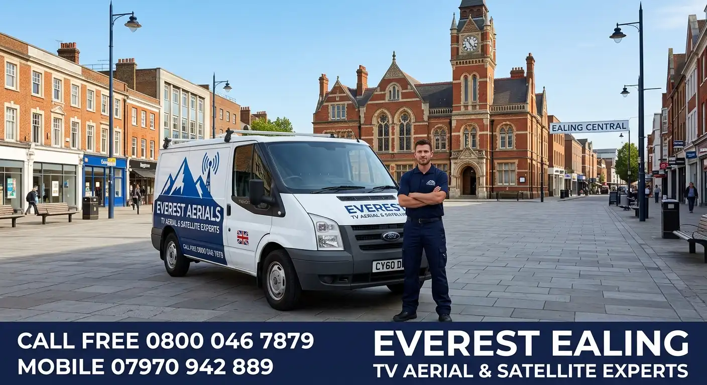 Everest Aerials van and engineer in Ealing - TV aerial and satellite experts