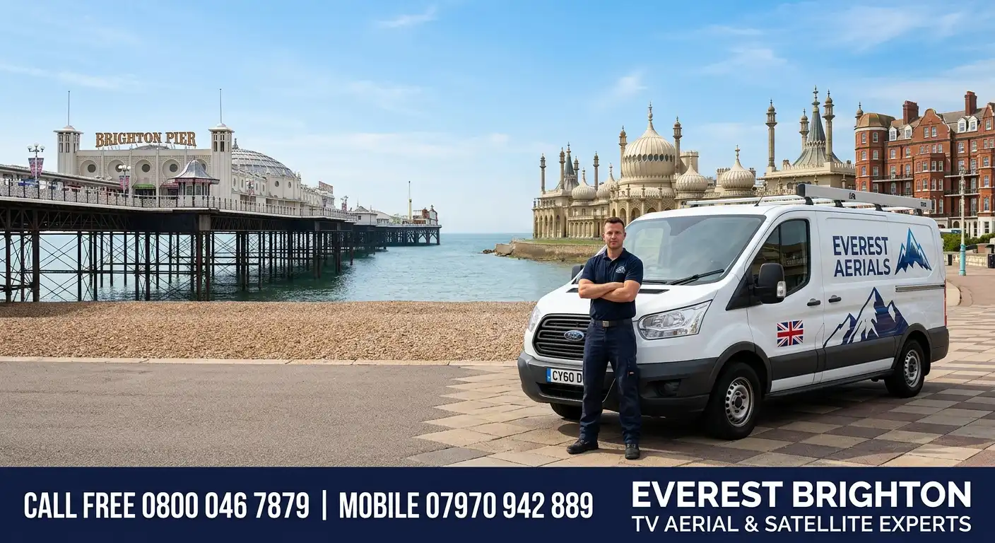 Everest Aerials van and engineer in Brighton - TV aerial and satellite experts