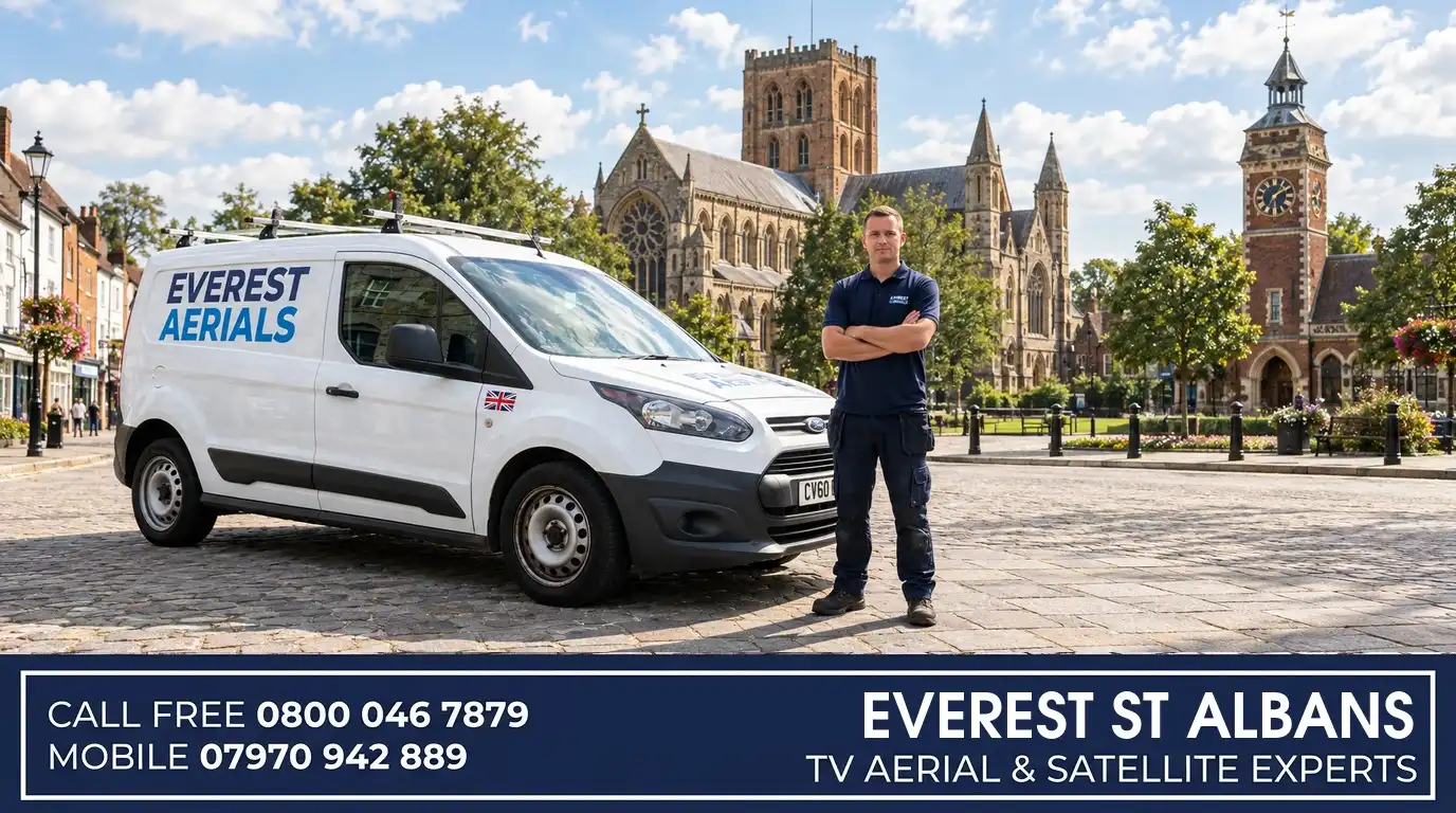 Everest Aerials van and engineer in St Albans - TV aerial and satellite experts
