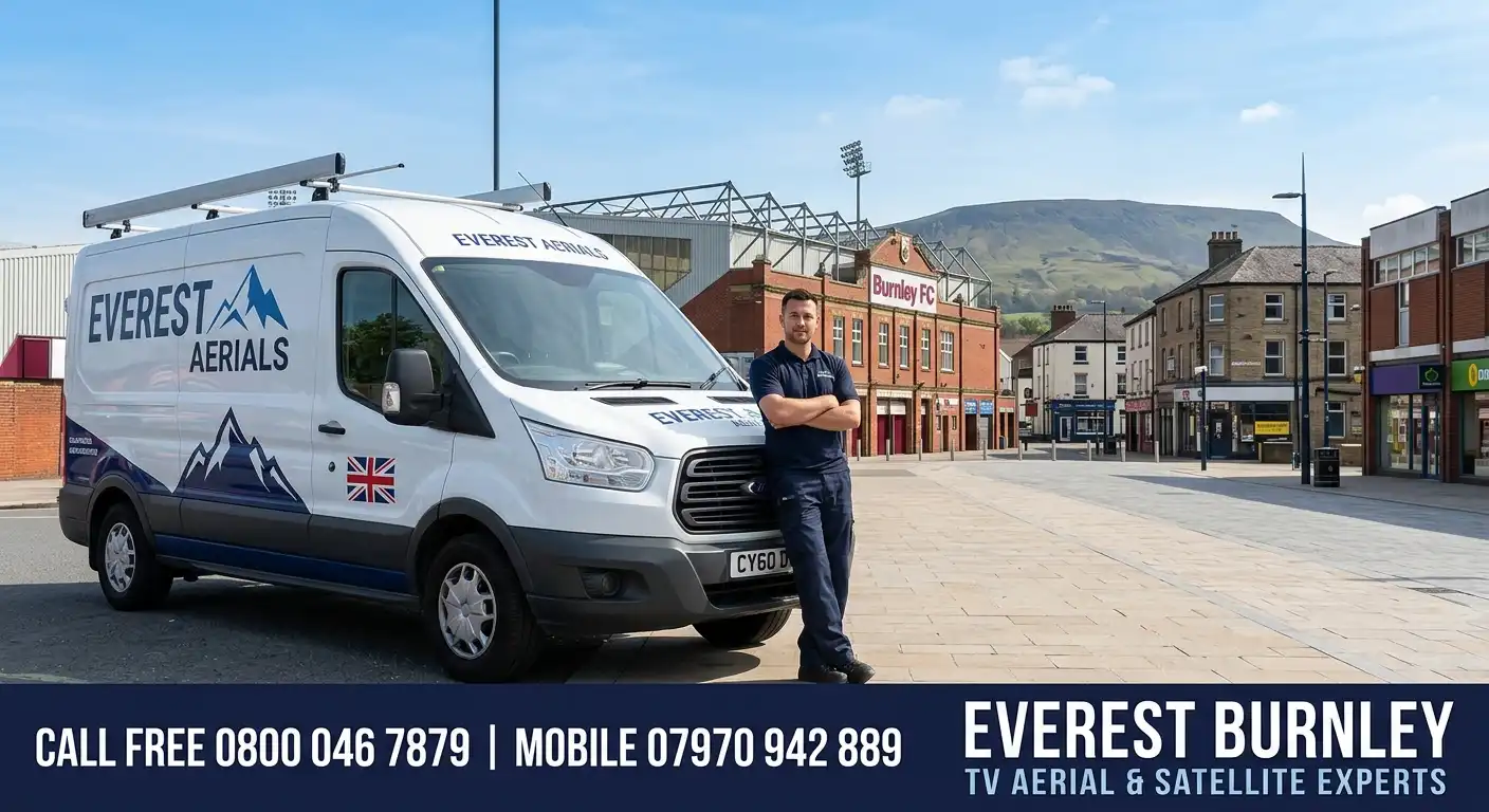 Everest Aerials van and engineer in Burnley - TV aerial and satellite experts
