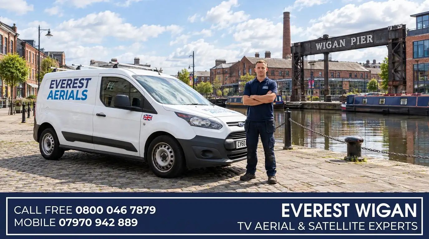 Everest Aerials van and engineer in Wigan - TV aerial and satellite experts
