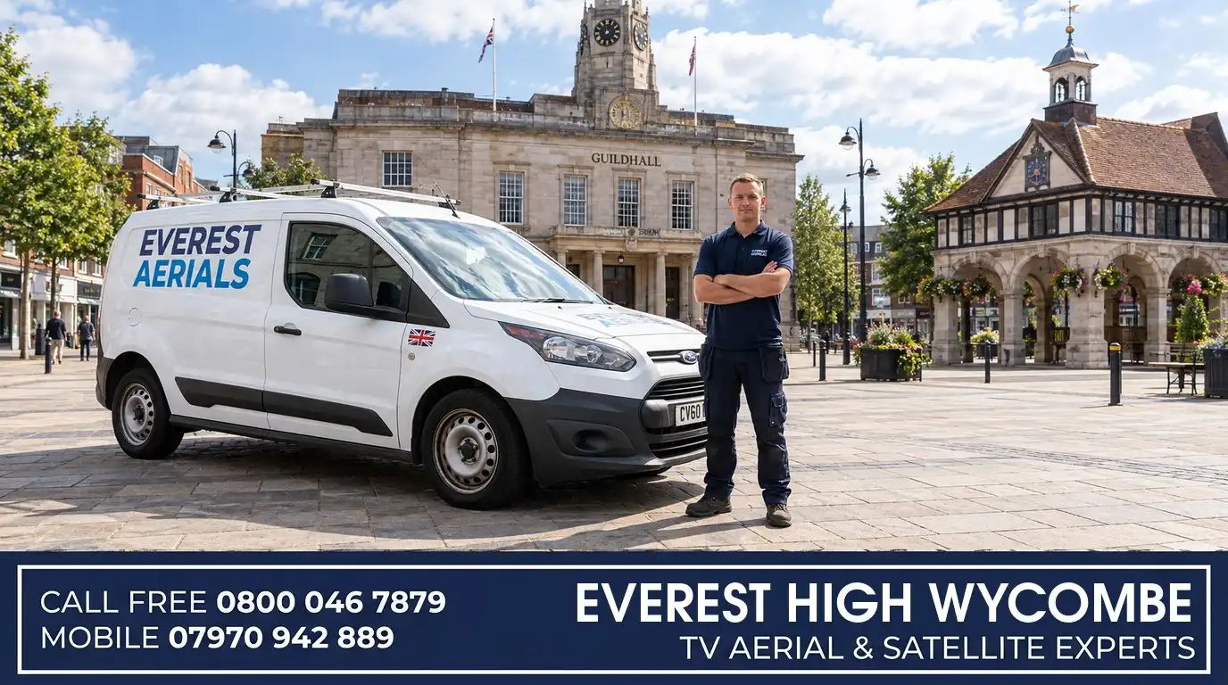 Everest Aerials van and engineer in High Wycombe - TV aerial and satellite experts